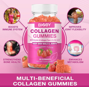Gomitas de Colágeno Bioby OEM de Marca Privada con Biotina Tipo I, II, III, V, X, Sabor Fresa, para el Cabello, la Piel, las Uñas y las Articulaciones, 60 Unidades - Product Image 3