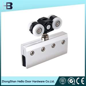 Roulette de porte coulissante en verre avec <span class=keywords><strong>pince</strong></span> en aluminium, roue en POM et rail en nylon, capacité 80 kg, pour hôtels - Product Image 6