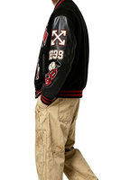 Veste universitaire américaine personnalisée, manches en cuir PU, mélange de laine matelassé, broderie de patchs en chenille, streetwear, veste de baseball