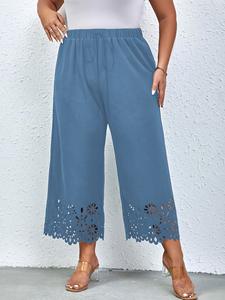 Pantalones de punto transpirables de talla grande para mujer, novedad de verano 2024, elegantes y con diseño hueco, ajustados - Product Image 5