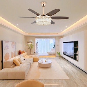 Châu Âu 58inch thông minh đèn chùm LED Trần người hâm mộ với ánh sáng pha lê trong QUẢNG CHÂU - Product Image 1