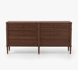 Comò a 6 cassetti in rovere massello, stile francese, nero, per camera da letto, con funzioni di archiviazione - Product Image 2