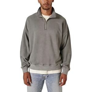 <span class=keywords><strong>Ropa</strong></span> Masculina de Alta Calidad al por Mayor de Moda Global, Sudadera con Cierre de Cremallera de un Cuarto en Gris Claro para Hombre - Product Image 1