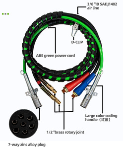 15ft <strong>3</strong> in 1 ABS Power Air Power Brake Line Hose Wrap <strong>7</strong> <strong>Way</strong> Electrical Cable Assembly for Semi Truck Trailer Tractor <strong>Parts</strong> - Product Image 4