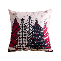 Housses de coussin de Noël, motifs bonhomme de neige, sapin de Noël, imprimé à carreaux, noir, rouge, blanc, style vintage, plusieurs designs