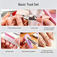 YF 7 pièces Kit de manucure professionnel en plastique pour le retrait des ongles, comprenant des pinces de trempage, des lingettes non pelucheuses, un bloc lime/buffre et des outils de dépose de gel