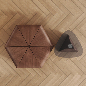 Set di Tavolini da Caffè Esagonali Minimalisti Italiani, Set di Tavolini da Salotto Vintage Moderni, Nuovo Tavolino da Caffè in Legno di Design - Product Image 5