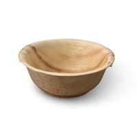 Tazones pequeños redondos de hoja de palma de 275 ml para postres fríos y servicio en heladerías.