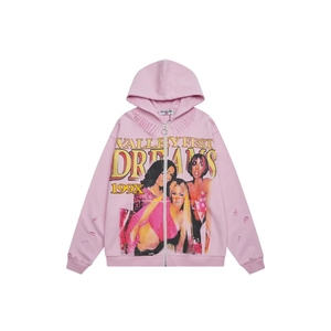 Felpa con Cappuccio di Alta Qualità in Cotone Pesante, Abbigliamento Streetwear Y2K per <span class=keywords><strong>Uomo</strong></span>, Felpa con Zip VALLEY Retro Graffiti - Product Image 5