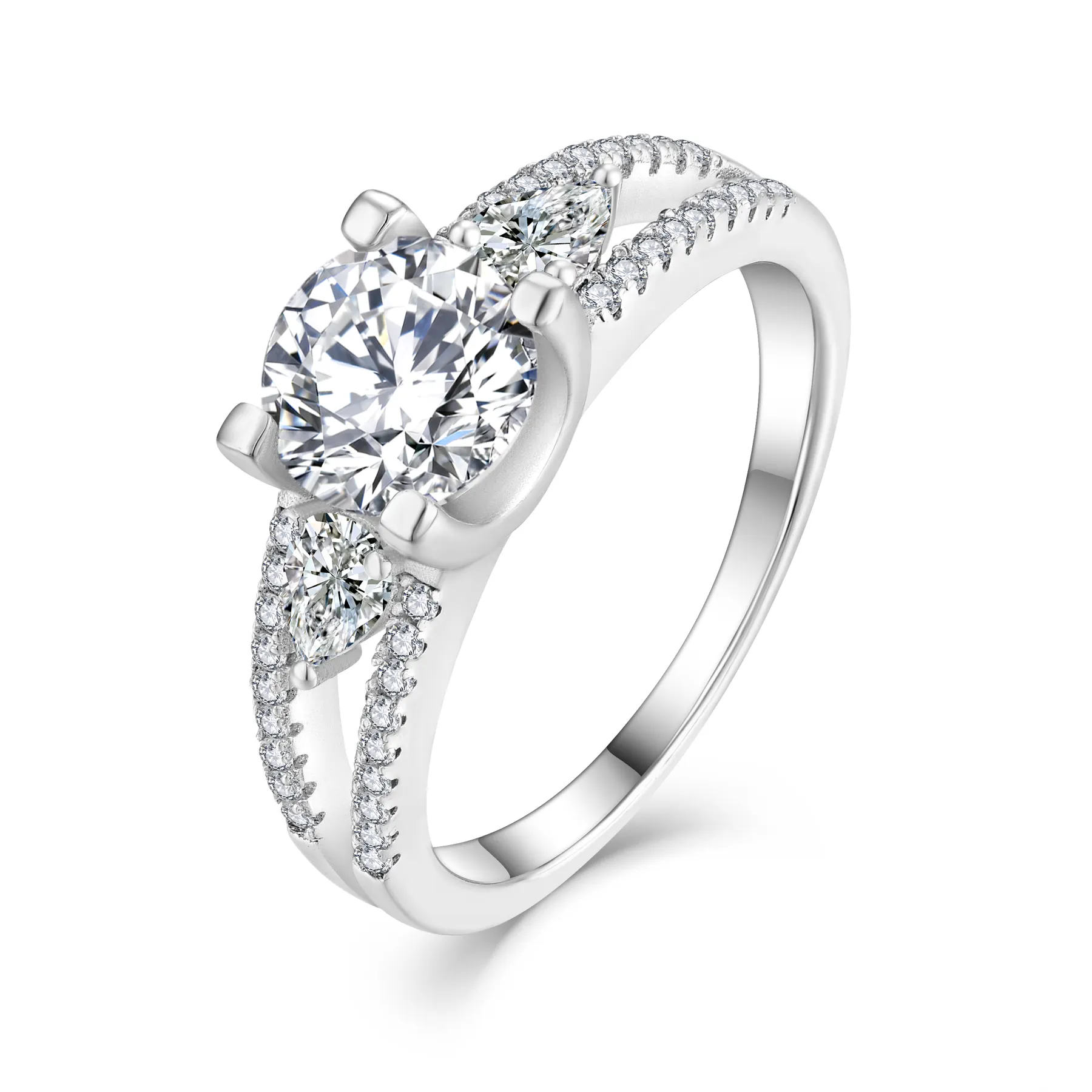 CUSTOM OEM Women Men Fine Jewelry Gold Plated Engagement 925 Sterling Silver Diamond Wedding Band Ring