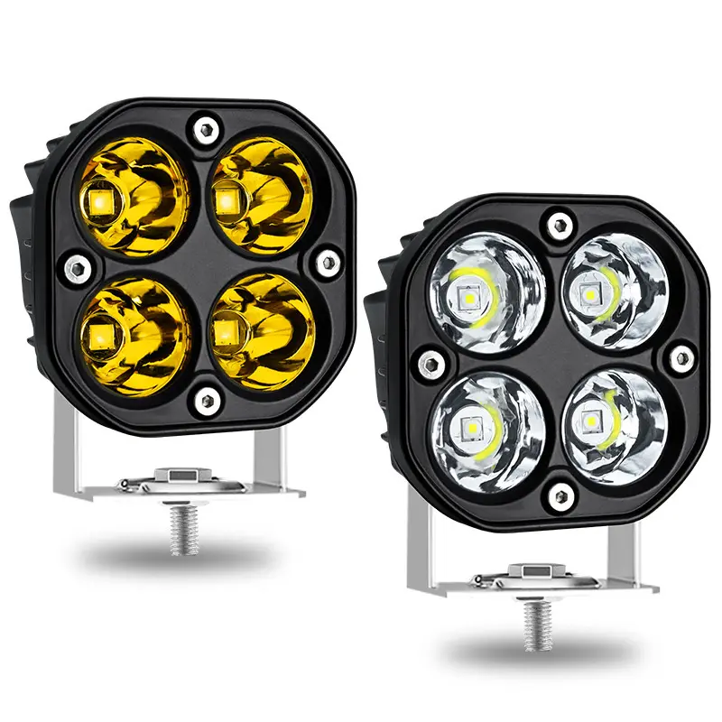 3 Inch Automotive Square Fog Work Light 12-24v Amber 4 LED Tractor Working Light for Truck 40w