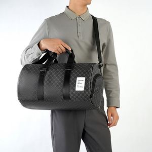 Custom Logo Brand Men's Duffle Bags Waterproof PU Leather Luggage <b>Storage</b> Bag for Outdoor Business Travel - Product Image 4