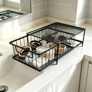 Cesta de Almacenamiento Metálica Extraíble de 2 Niveles <span class=keywords><strong>DaS</strong></span>, Organizador de Especias para Encimera de Cocina, Estante de Almacenamiento para Cajones - Product Image 1