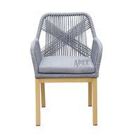 Restaurant Moderne Meubles de Jardin Grain de Bois Corde en Aluminium Tissage Chaise d'Extérieur Moderne