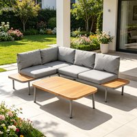 Ensemble de canapés de patio modernes en acier inoxydable 6 places, résistant aux intempéries, imperméable et durable, pour jardin, salon extérieur et chambre