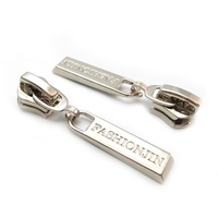 Tirette de fermeture éclair Homan HMZ103342 en alliage de zinc, rectangulaire, avec logo personnalisé gravé en 3D, curseur à verrouillage automatique et placage sans nickel