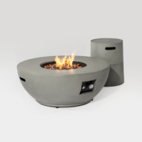 Table de foyer au propane de 36 pouces, ensemble de 2 pièces, 50 000 BTU, support de réservoir rond en acier, revêtement en poudre, écologique - Gris