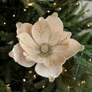 <b>Red</b> Velvet Christmas Flower Tree <b>Ornament</b> Glitter Christmas Flowers for Christmas Tree Decorations - Product Image 5