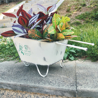 Seri Pot Tanaman Meja Rumah Ramah Lingkungan Vanida Retro Modern Putih dari Logam Galvanis
