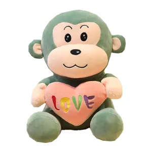 Bán buôn tùy chỉnh trẻ em món quà plushies mềm nhồi bông đồ chơi sang trọng Valentine nhồi khỉ với trái tim