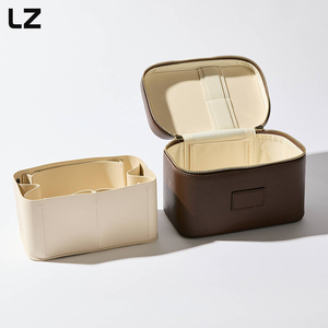 Lz Tùy Chỉnh Nhà Cung Cấp Pebbled Vegan Da Túi Mỹ Phẩm & Trường Hợp Du Lịch Trang Điểm Túi Cho Phụ Nữ Tổ Chức Với Xử Lý Zip Nâu - Product Image 4