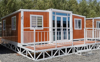Installation rapide d'une maison conteneur préfabriquée en acier, 2 chambres, 1 salle de bain, pliable, prête à l'emploi et extensible