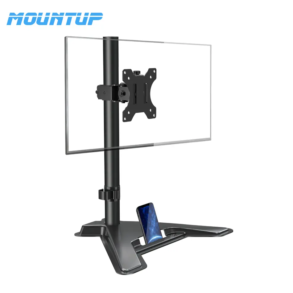 Single Monitor Desk Mount Freestanding Monitor Support Computer Monitor Stand for Screen up to 32 inch