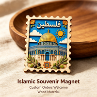 Aimant de réfrigérateur en bois personnalisé, religieux, multicouche, Dôme du Rocher, Jérusalem, cadeau islamique musulman, Ramadan, Aïd, découpe laser, OEM, ODM