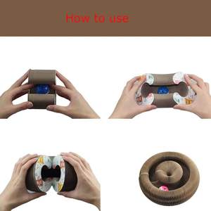 Terlaris papan garuk kucing lipat Organ ajaib mainan kucing dengan bola papan kertas bergelombang untuk kucing cakar Gerinda - Product Image 6