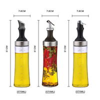 Bouteille d'huile et de vinaigre en verre 2 en 1 de 570 ml, anti-fuite, avec couvercle en acier inoxydable pour la cuisine