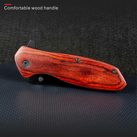 Couteau pliant multifonctionnel de combat portable avec lame en acier inoxydable 3Cr13 et manche en bois pour le camping en plein air