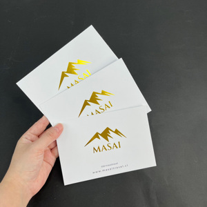 Carte de remerciement personnalisée avec estampage à chaud en feuille d'or, papier blanc, logo doré de luxe, carte de vœux pour emballage de marque commerciale - Product Image 6
