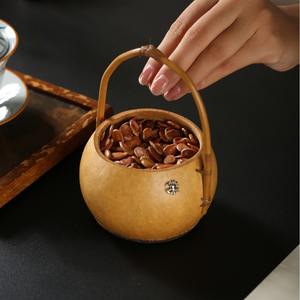 Panier de <span class=keywords><strong>gourde</strong></span> artistique tissé <span class=keywords><strong>à</strong></span> la main pour le stockage-Organisateur multi-usage pour fruits secs, collations et thé Se - Product Image 2