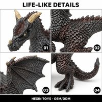 Dragon GRIS ÉCOLOGIQUE en PVC 13x5x8.8 CM avec ailes Sculpture peinte à la main Parfait pour la décoration de bureau