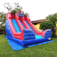 Château gonflable commercial d'usine avec toboggan aquatique et structure d'escalade araignée, pour utilisation humide et sèche, coloré, à vendre