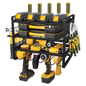 Heavy Duty Thicken Wall Mounted 4 Layer Universal Cordless Power Tool Battery Organizer Holder <b>Storage</b> Rack for Drill <b>Low</b> Price - Product Image 5
