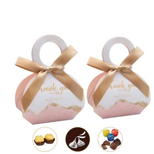 New Style Luxury Packaging <b>Wedding</b> <b>Gift</b> Chocolate Candy Bridal Shower Paper Pink Party Favor <b>Boxes</b> with Ribbons - Product Image 1