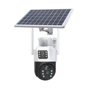 Solar Powered Outdoor Surveillance <b>Camera</b> 360 Degree <b>Night</b> <b>Vision</b> Full Color Dual View Motion Detection Alarm Cloud Storage - Product Image 1