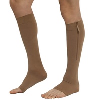 Chaussettes de Compression sans orteils avec fermeture éclair pratique bout ouvert 20-30mmHg genou haute Compression bas manches