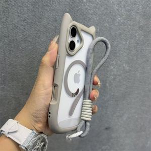 Funda Magnética con Orejas de Gato <span class=keywords><strong>para</strong></span> <span class=keywords><strong>iPhone</strong></span> <span class=keywords><strong>11</strong></span> 12 13 14 15 16 17 Pro Max, con Cordón, Transparente, Antigolpes - Product Image 4