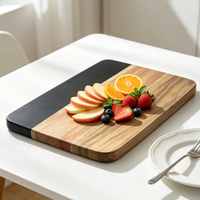 Plateau à fromage et charcuterie rectangulaire en bois et marbre, écologique, réutilisable et multifonctionnel