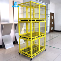 OSCAT Équipement vétérinaire réutilisable, chenil pour chien avec séparateur, cages empilables pour chiens avec plateau et porte d'alimentation (acier inoxydable)