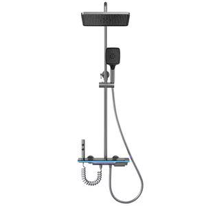 Ensemble de douche de luxe Thricate en laiton couleur canon de fusil <span class=keywords><strong>avec</strong></span> éclairage d'ambiance LED pour hôtels, spas et salles de bain haut de gamme - Product Image 6