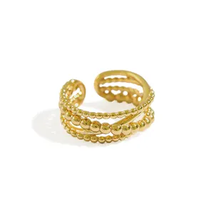 Anelli irregolari di avvolgimento del filo della perla di colore dell'oro 18k per le donne anelli d'argento regolabili di nozze 925