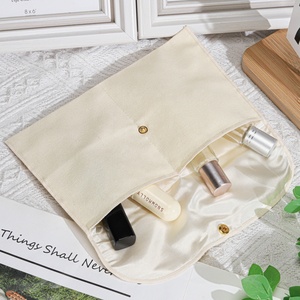 Pochette en toile écologique à double couche pour cosmétiques et bijoux, avec logo personnalisé, sac de rangement pour pinceaux de maquillage, sac anti-poussière en coton - Product Image 4