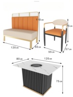 Barbecue coréen commercial Hibachi Yakiniku Table à manger Grill Table Booth Chair pour Restaurant Hotel & Hot Pot Marble Top