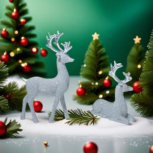 Cross-border New Christmas Elk Ornaments Folk Art Epoxy <b>Resin</b> <b>Sculpted</b> Figurines for Home & Desktop Decoration - Product Image 3