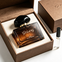 Nouveau design, flacon de parfum carré en cristal ambré brun de 50 ml, flacon de parfum de luxe personnalisé, flacon de parfum élégant avec boîte