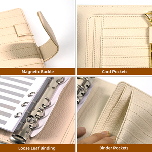 Carpeta de cuero con textura Litchi para ahorrar dinero, cartera A6 de hojas sueltas personalizadas al por mayor, planificador con sobres en efectivo - Product Image 3