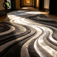 Tapis artistique moderne fait main QQ, texture 3D, tufté à la main, laine de Nouvelle-Zélande, soie de bambou, haut de gamme, sur mesure, pour hall de penthouse